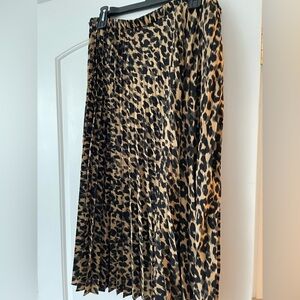 Halogen Leopard Pleated Midi Skirt women’s Large